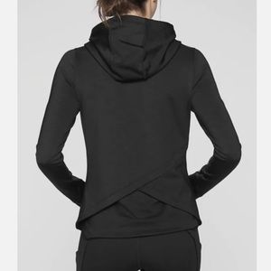 Athleta Boot Camp Hoodie Space Dye Black Small Cross Back Pullover Jacket